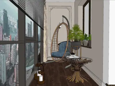  modern-style balcony scenes Free 3D model
