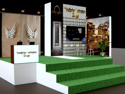  Project  3d stall for Event with tv  video Free low-poly 3D model