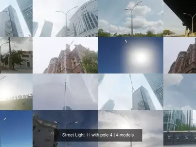 Street Light 11 with pole 4 3D Model Pack