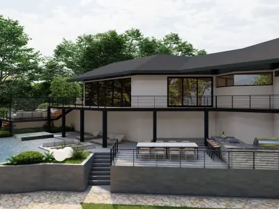 Garden Landscape 3D Model - SketchUp and Lumion Scene 3D model 3D model