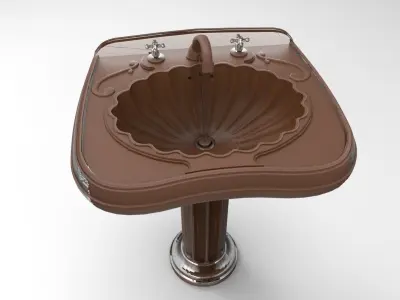 sinkk sink with pedestal 3D print model