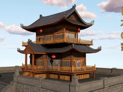 Japanese House Low-poly 3D model