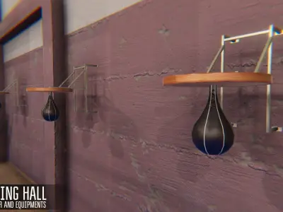 Boxing hall - interior and equipments Low-poly 3D model