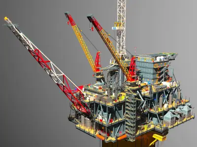 Perdido Oil Rig Low-poly 3D model