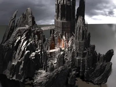 Gorgoroth Temple Fortress Ruins bridge 5 3D model