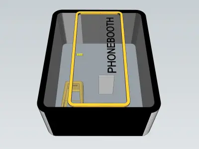 Phonebooth phone booth with door 3D model