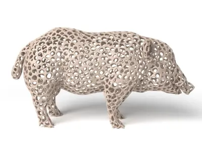 Wildboar Voronoi Low-poly 3D model