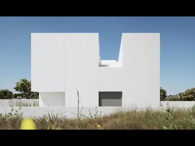 Modern house 3d  exterior scene 3D model