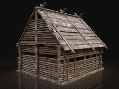 AAA Next Gen Medieval Log Forest Wooden House Cottage Hut Cabin Free low-poly 3D model