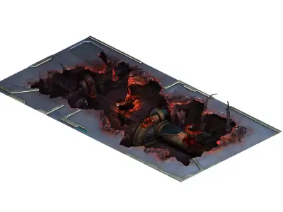 Roadblock - laser damage pavement 01 3D model