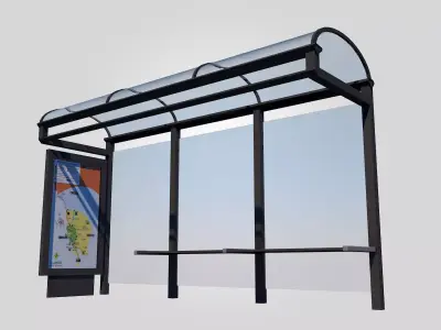 Bus Stop Low-poly 3D model