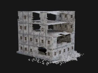 BUILDING POSTAPO POST APO DESTROYED ARCHITECTURE OLD RUIN CITY Low-poly 3D model