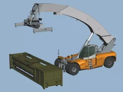 Reach Stacker LRS-645 3Way posed set 3D model