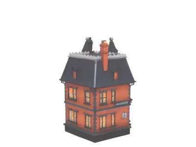 Intricate 3D Haunted House Model with Turrets 3D model