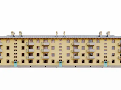 Typical brick soviet residential building of the 60s 3D model