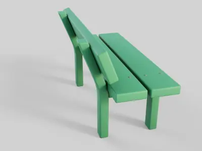 Cartoon Bench 4 Low-poly 3D model