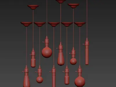 Vintage group of balls hanging from ceiling 3D model