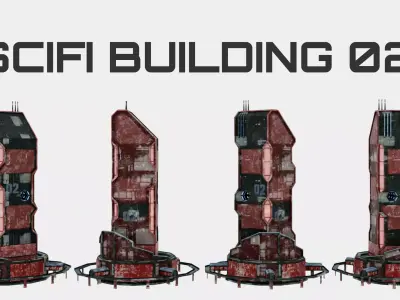 SciFi Cyberpunk Building 02 Low-poly 3D model