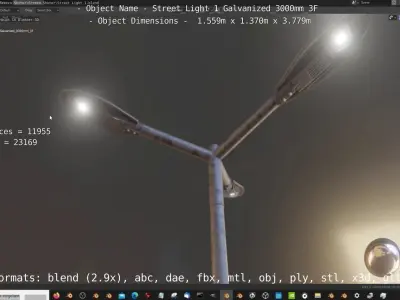 Street Light 1 Galvanized 3000mm 3F Low-poly 3D model