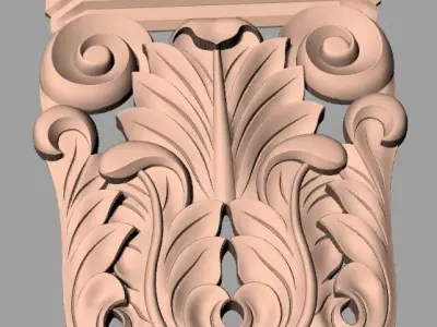 Door Post flower 3D STL Model for CNC Router Carving E972 3D model