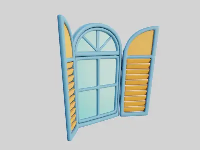 Cartoon Window 21b Low-poly 3D model