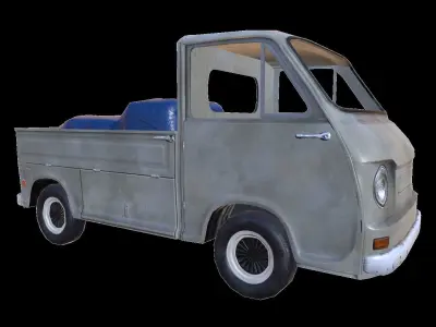 PBR Old Minitruck Lowpoly Low-poly 3D model