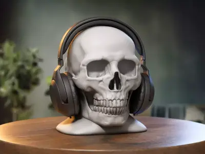 Robot Skull Headphone Stand Cyborg Headset Stand 3D print model