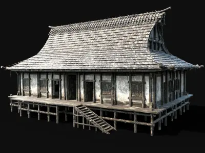 JAPAN CHINESE FEUDAL HOUSE DOJO HUT SAMURAI NINJA COLLECTION AAA 3D Model Pack