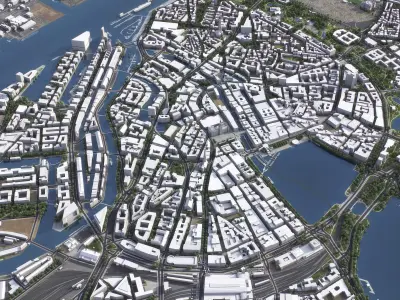 Hamburg - 3D City Model Low-poly 3D model
