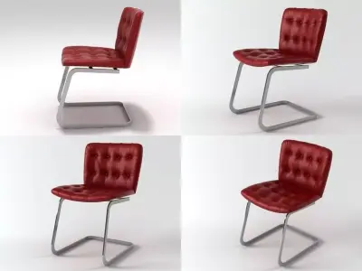 RH-304 four leather chairs on metal frame 3D model