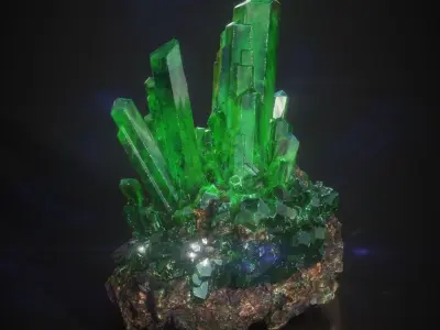 Low Poly Green Gem Mineral Rock 210829 Low-poly 3D model