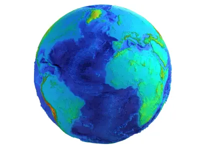 Earth Height Shaded Globe Low-poly 3D model