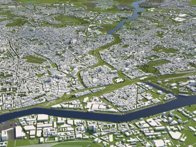Nantes France 50x50km 3D City Map 3D model