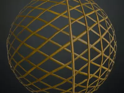  Golden Diamond Mesh Wire Fence PBR Seamless Texture