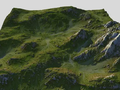 Grass Map Mountains Low-poly 3D model