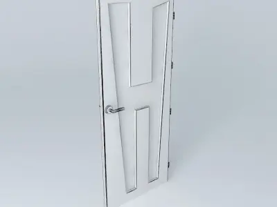 Letter H 3D door very detail with glass lock and hinger Free 3D model