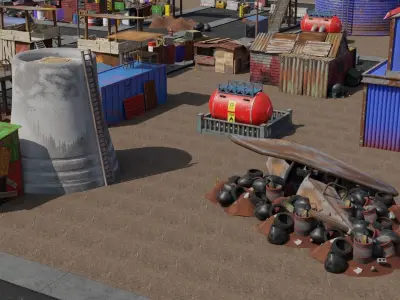 Apocalypse City Items Low-poly 3D model