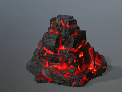 Rock Set piece of lava Low-poly 3D model