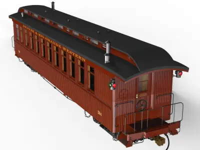  Railroad Passenger Car (Coach); "D&amp;RG Narrow Gauge", circa 1885-1935 
