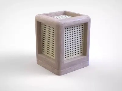 Wooden Cube Lamp Low-poly 3D model