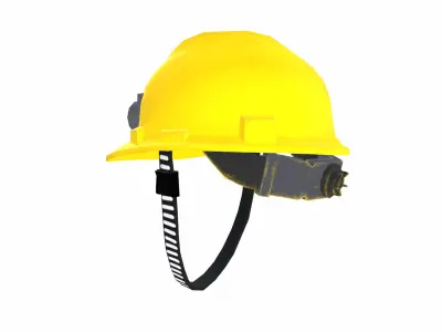 Safety Helmet with Light Low-poly 3D model
