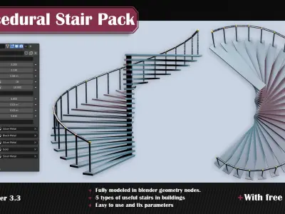 Procedural Stair Pack 3D model