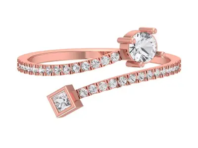 Solitaire Women Light Weight Princess Round Stone Band Ring 3D print model get