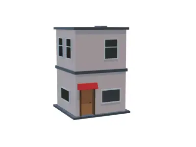 Stylized Low Poly City House - Game Ready Building Low-poly 3D model