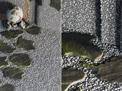 H68 Slate Stones and Gravel Pathway - PBR - 4K Low-poly 3D model