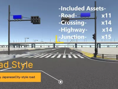UnityRoadMaster Crossing and Road Package Low-poly 3D model