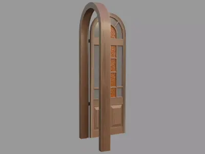Retro style door Low-poly 3D model