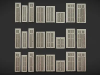 A Collection of 3D Window in Rectangle Styles Low-poly 3D model