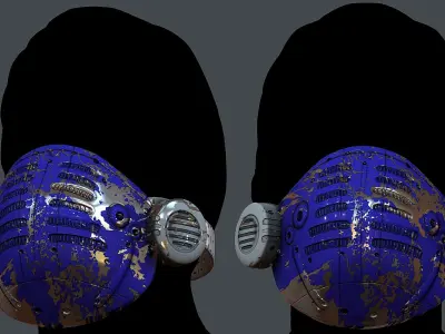 Gas mask helmet 3d model scifi Low-poly Low-poly 3D model Low-poly 3D model 61