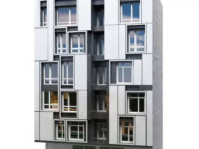 Low poly building modern apartment Low-poly 3D model